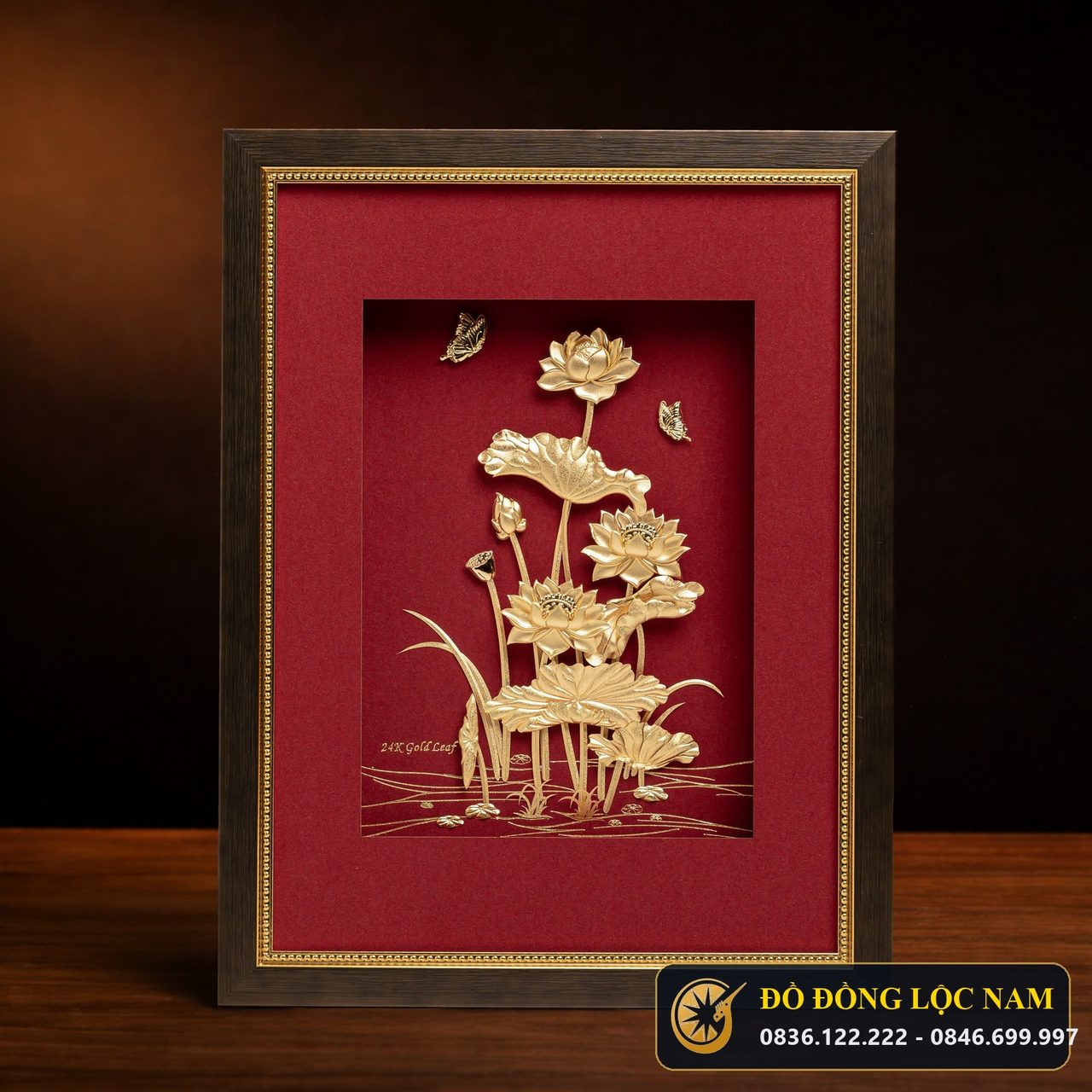 Tranh Hoa Sen Mạ Vàng 24K Nghệ Thuật - Mẫu 3