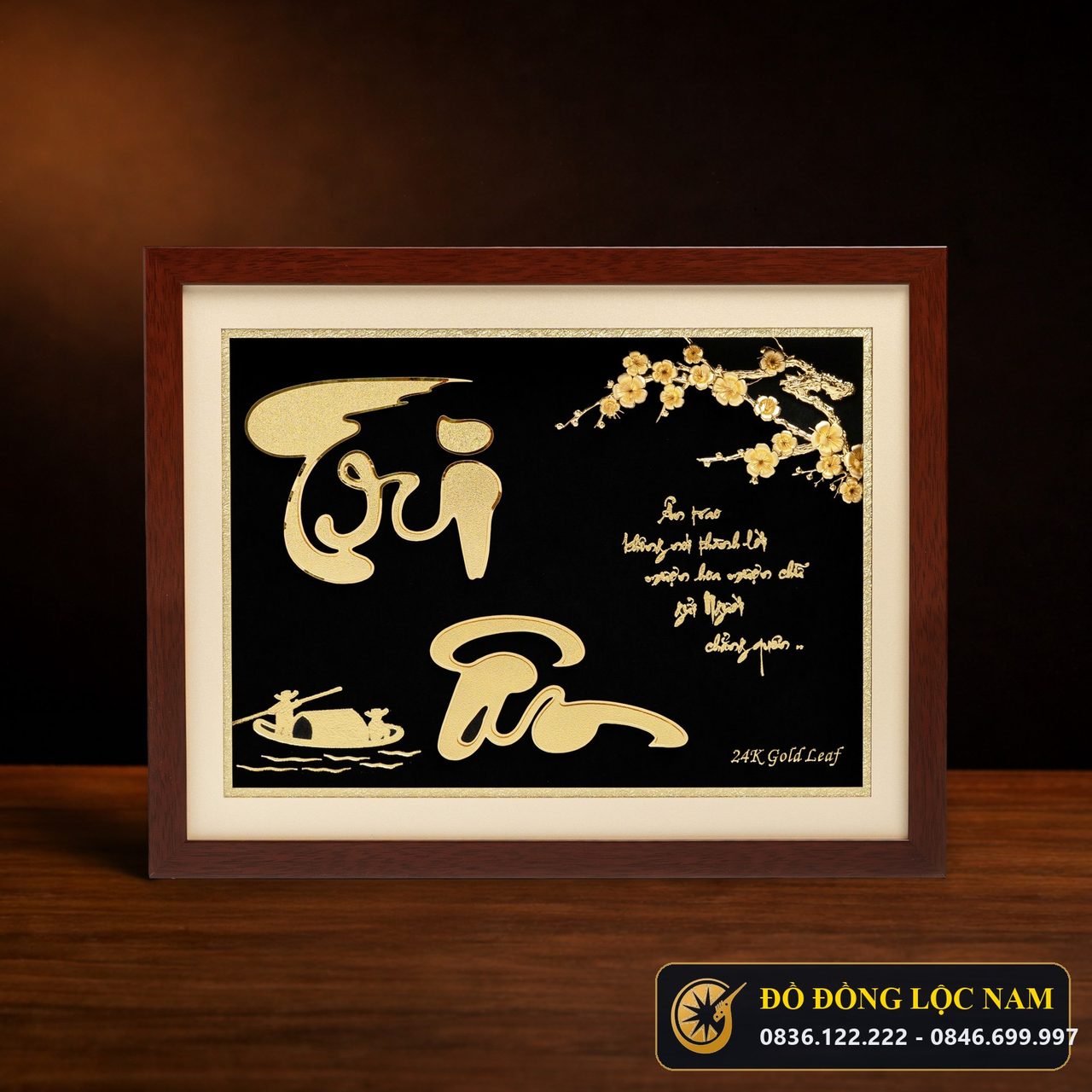 Tranh Tri Ân Dát Vàng 24K Nền Đen Sang Trọng