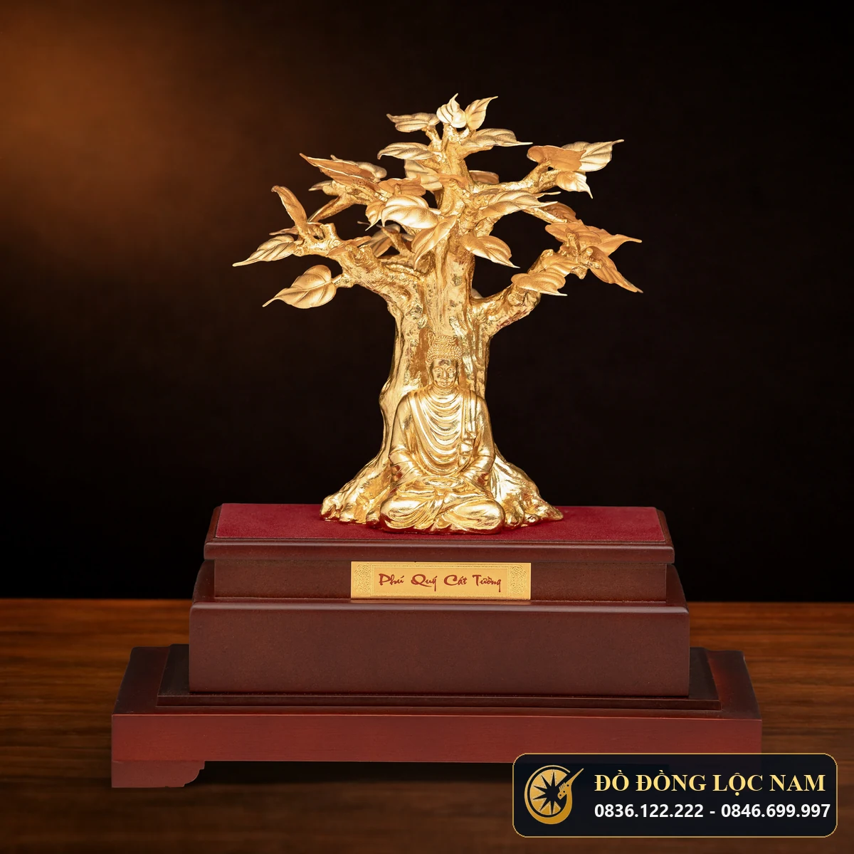 Mô Hình Cây Bồ Đề Mạ Vàng 24K Bình An May Mắn