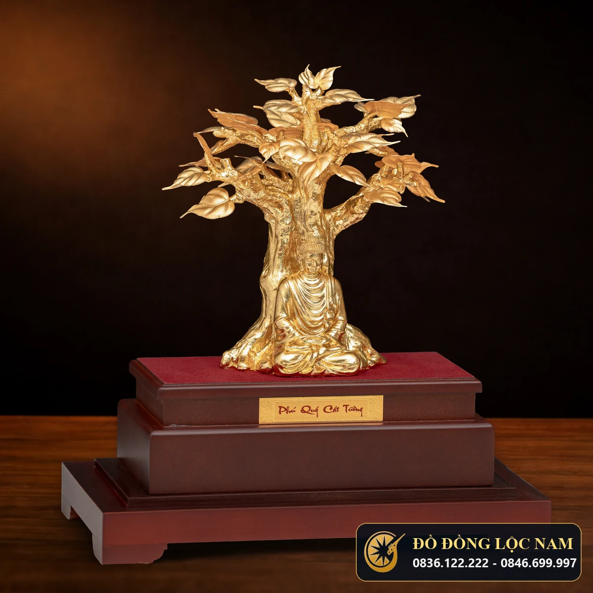 Mô Hình Cây Bồ Đề Mạ Vàng 24K Bình An May Mắn góc chụp 2