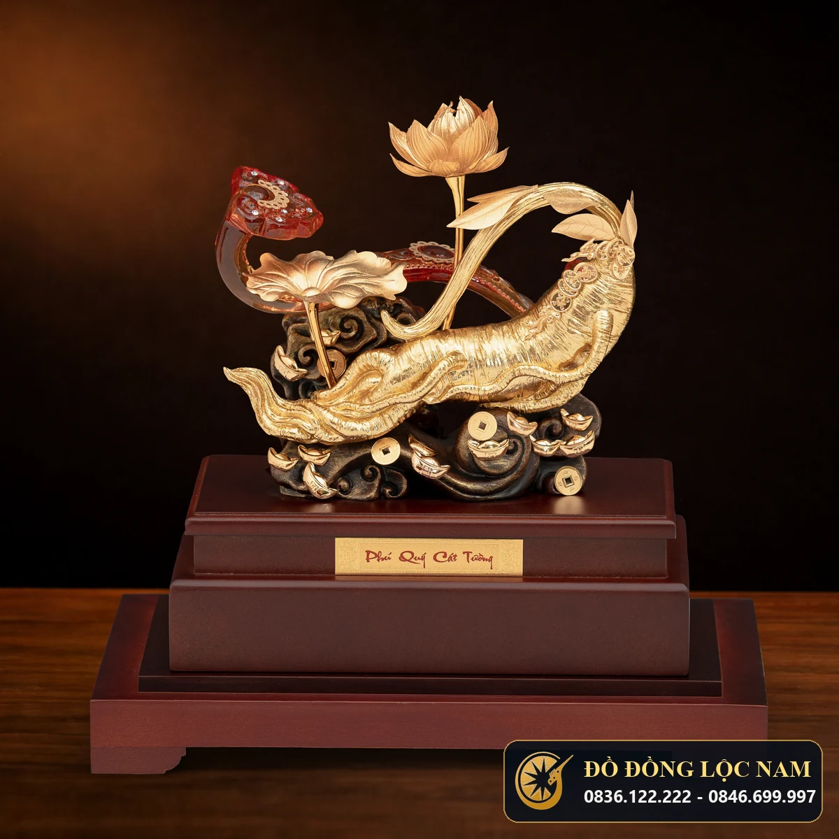 Mô Hình Củ Nhân Sâm Mạ Vàng 24K Trường Thọ Phúc Lộc
