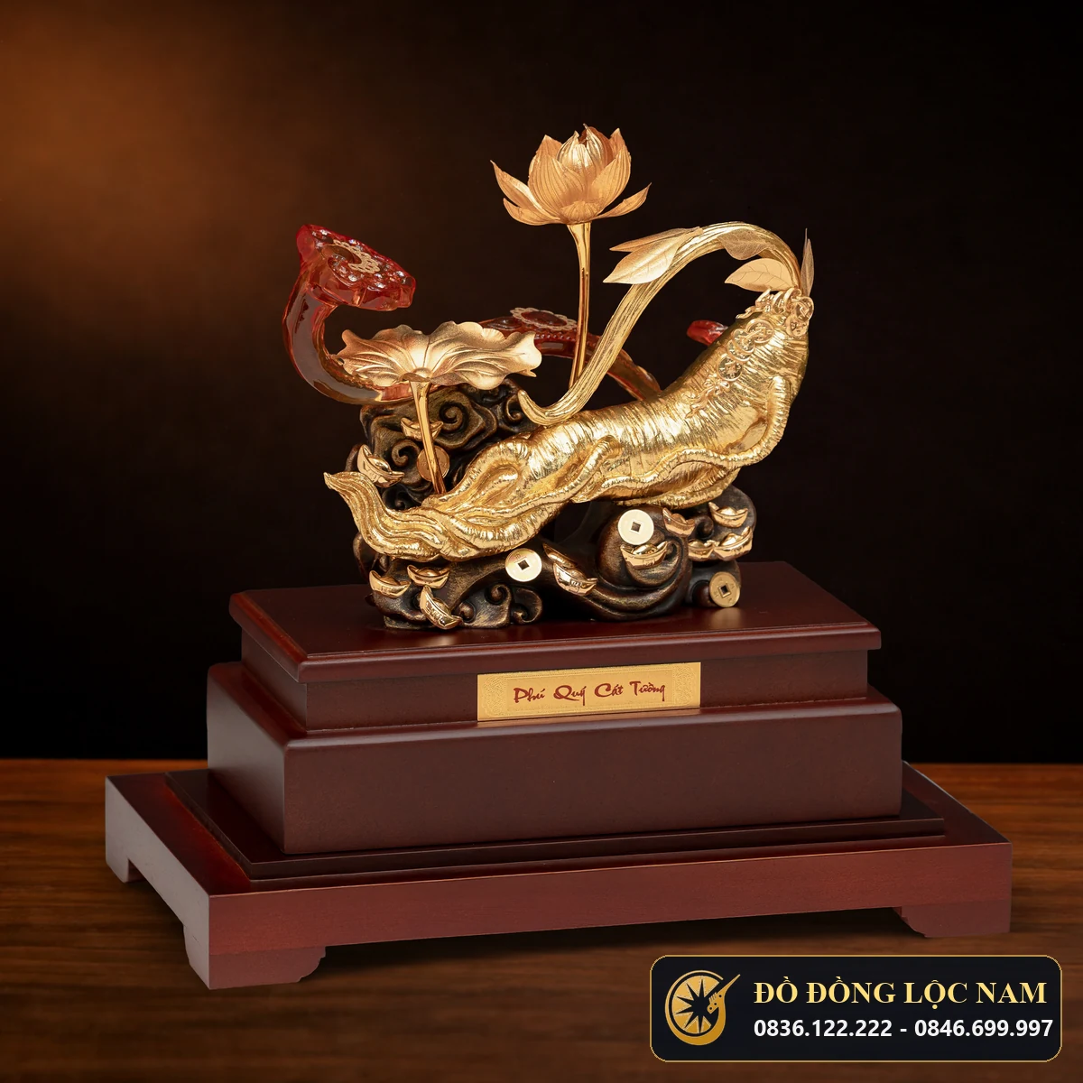 Mô Hình Củ Nhân Sâm Mạ Vàng 24K Trường Thọ Phúc Lộc góc chụp 1