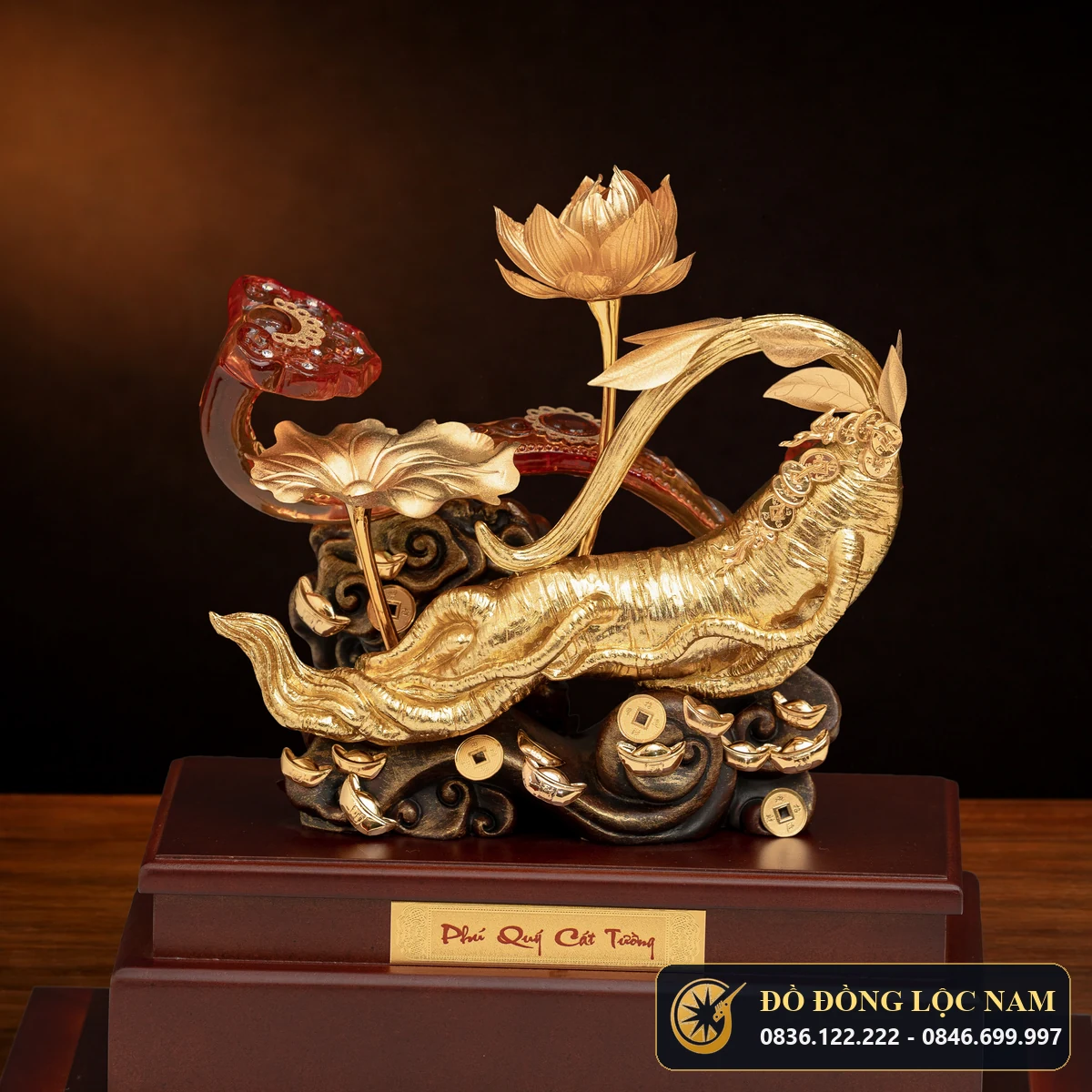 Mô Hình Củ Nhân Sâm Mạ Vàng 24K Trường Thọ Phúc Lộc góc chụp 2