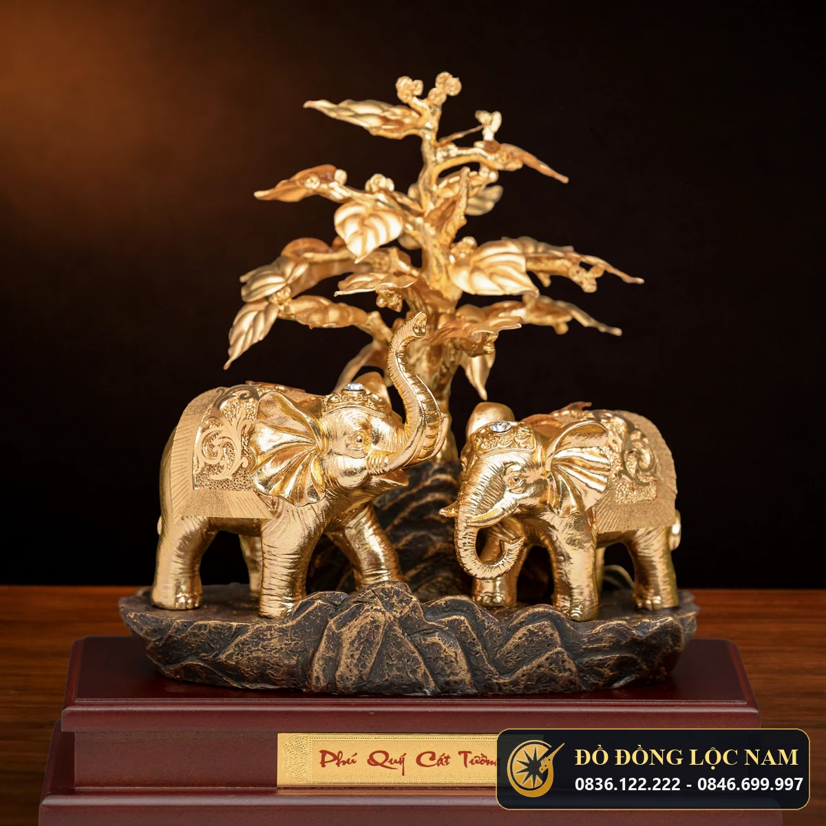 Mô Hình Voi Thần Tài Phong Thủy Mạ Vàng 24K góc chụp 1