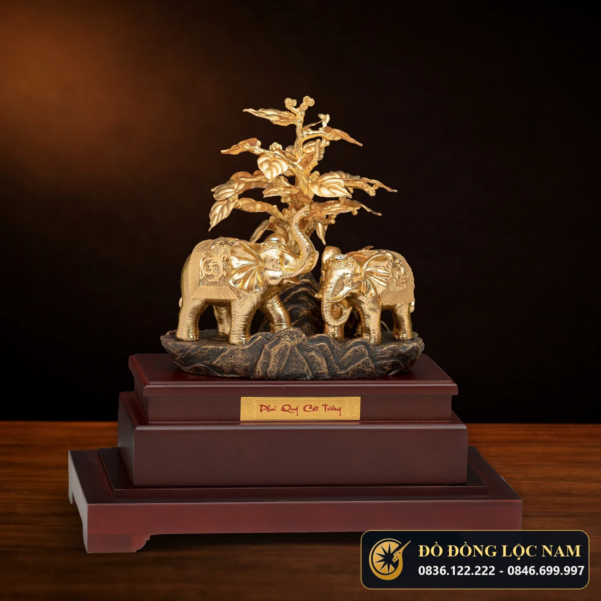 Mô Hình Voi Thần Tài Phong Thủy Mạ Vàng 24K góc chụp 2