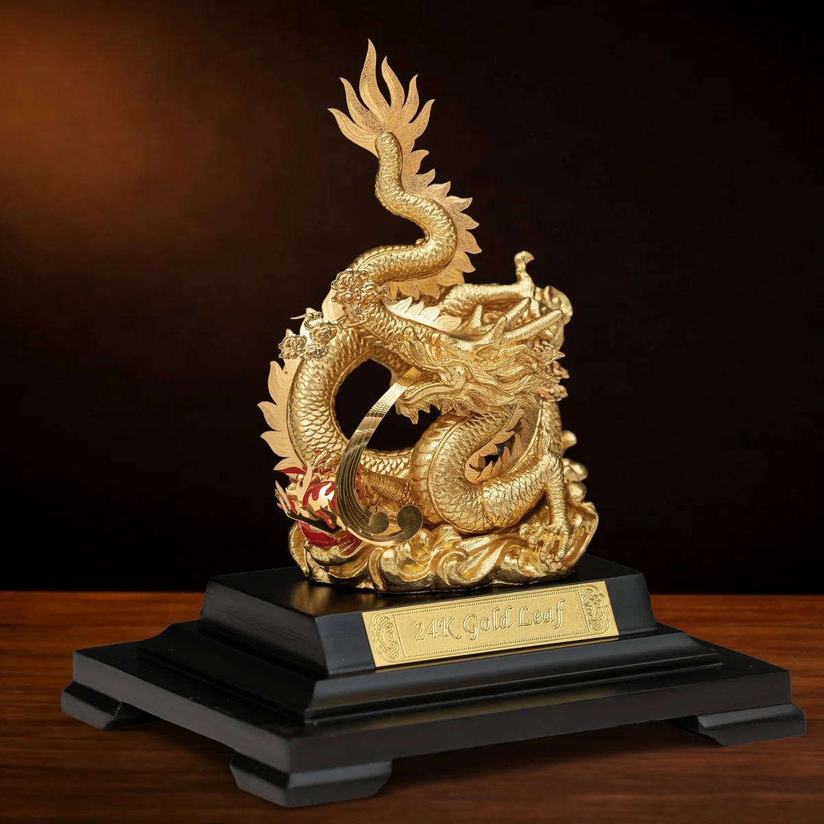 Tượng Rồng Phong Thủy Thăng Long Mạ Vàng 24K góc chụp 1