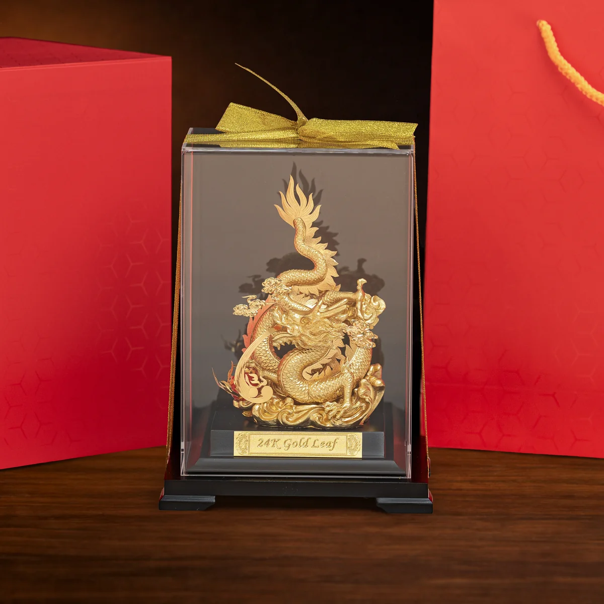 Tượng Rồng Phong Thủy Thăng Long Mạ Vàng 24K góc chụp 2