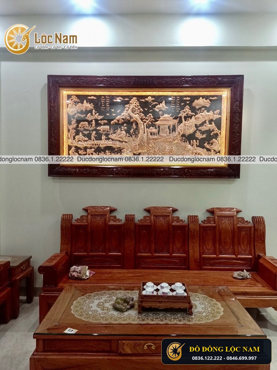Lắp Đặt tranh đồng quê bằng đồng đỏ 2m3 x 1m2 tại nhà khách Nam Định