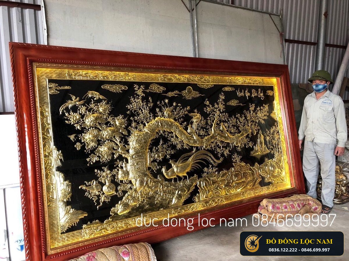 Lắp Đặt Tranh Vinh Hoa Phú Quý Bằng Đồng Tại Nhà Khách góc chụp 1