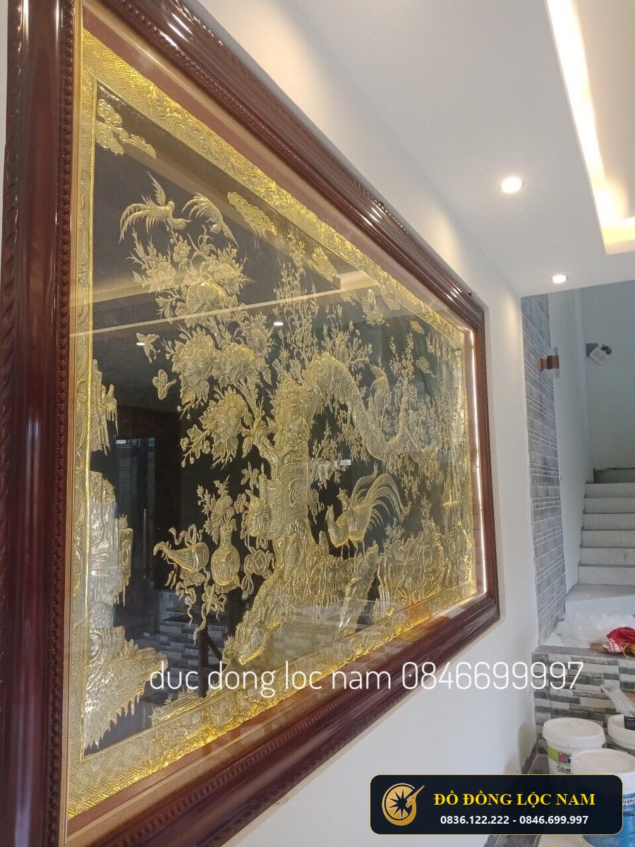 Lắp Đặt Tranh Vinh Hoa Phú Quý Bằng Đồng Tại Nhà Khách góc chụp 2