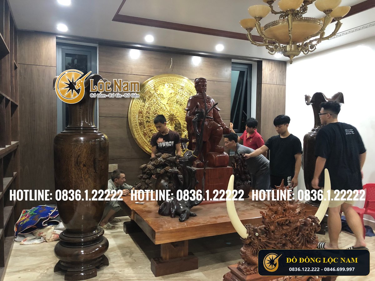Mặt trống 1m bằng đồng mạ vàng 24k lắp đặt tại nhà anh Nam - Hải Dương