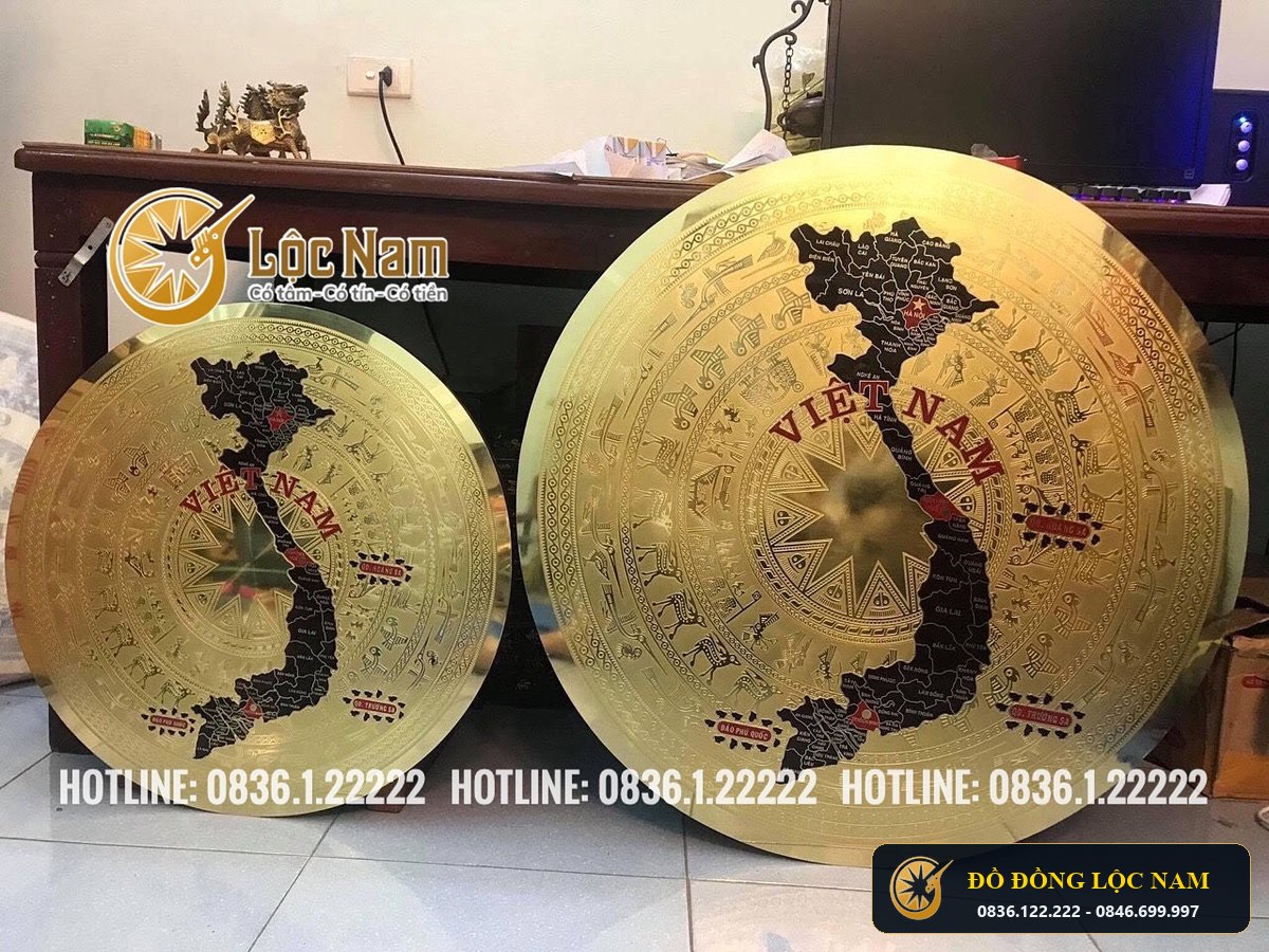 Mặt Trống Đồng Ăn Mòn Có Bản Đồ Dk 60cm 80cm