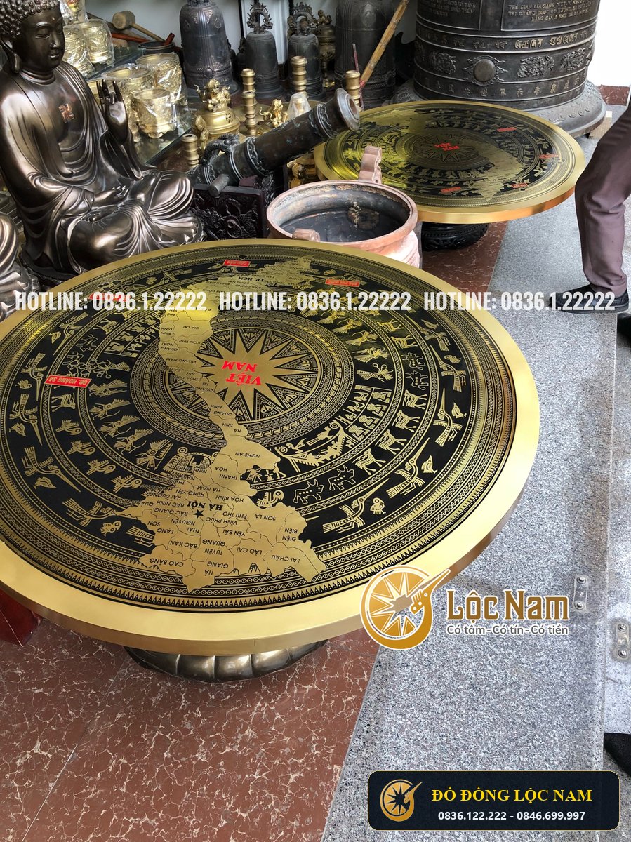 Mặt Trống Đồng Vang Ăn Mòn Có Bản Đồ Dk 70cm