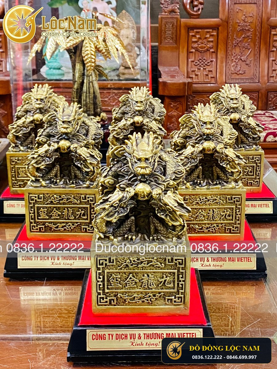 Ấn Rồng Bằng Đồng Phong Thủy Cao 17cm