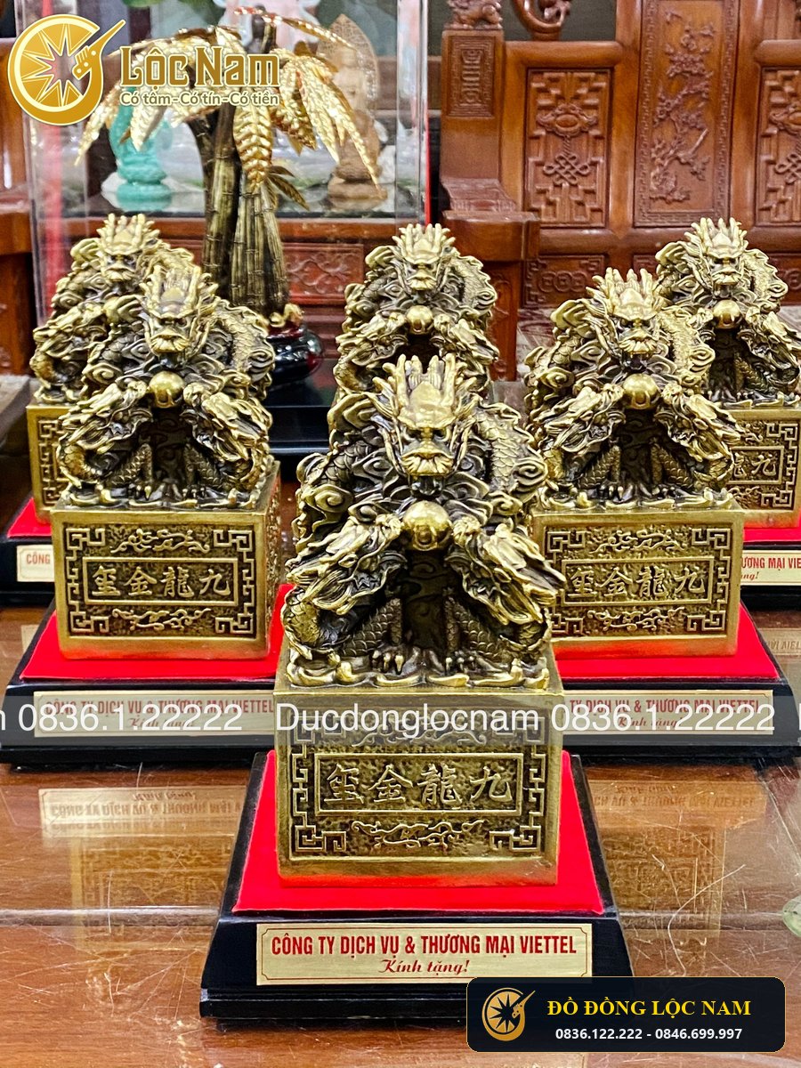 Ấn Rồng Bằng Đồng Phong Thủy Cao 17cm góc chụp 1
