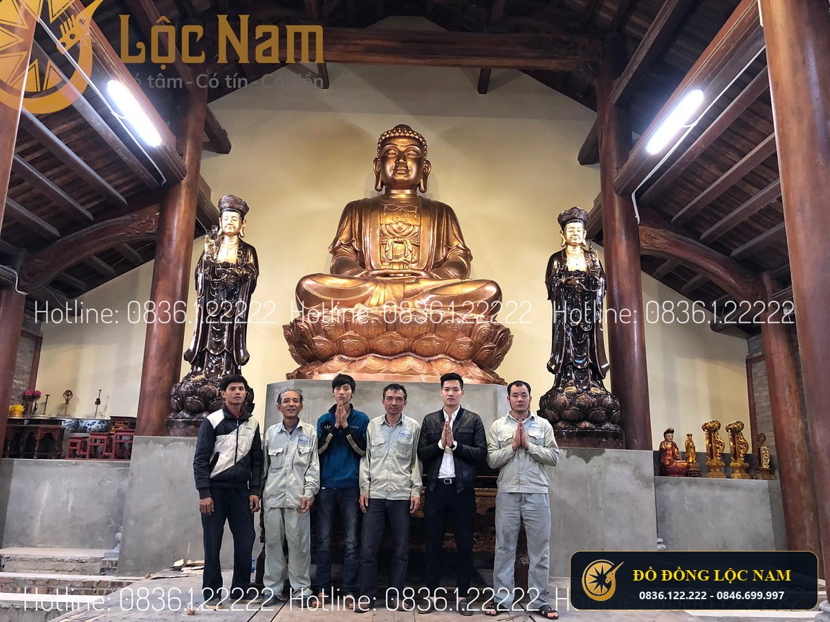 Lắp Đặt Tượng Phật Tây Phương Tam Thánh Bằng Đồng Cỡ Lớn Cho Chùa góc chụp 2