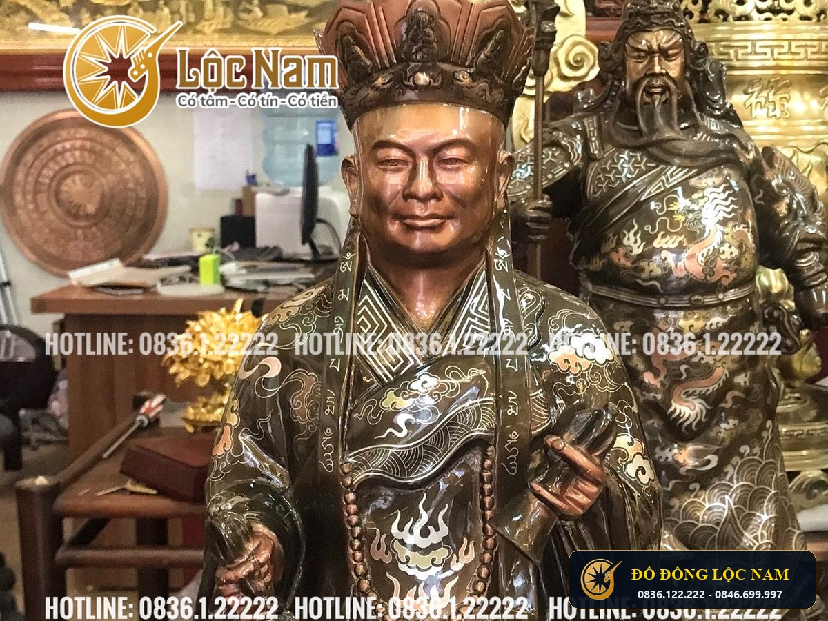Tượng Sư Tổ Bằng Đồng Khảm Ngũ Sắc Cao 80cm góc chụp 1
