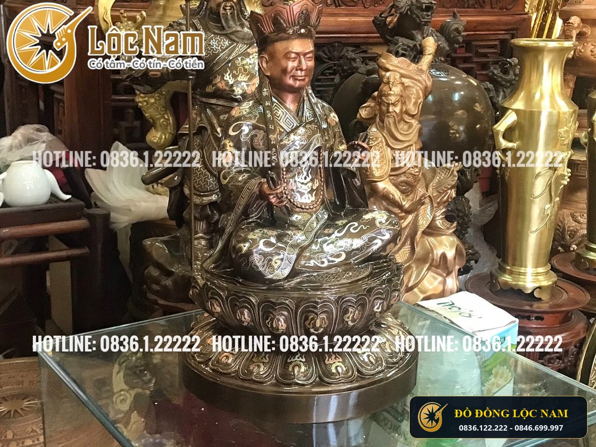 Tượng Sư Tổ Bằng Đồng Khảm Ngũ Sắc Cao 80cm góc chụp 2