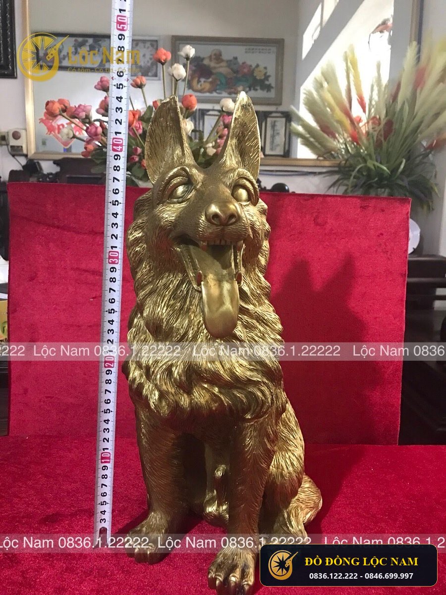 Tượng Chó Bằng Đồng Độc Đáo Dước Tài Lộc Cao 45cm