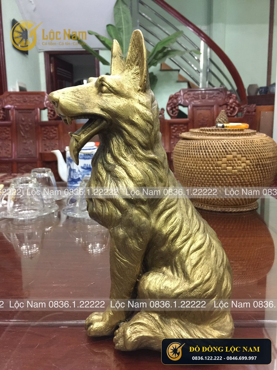 Tượng Chó Bằng Đồng Độc Đáo Dước Tài Lộc Cao 45cm góc chụp 2