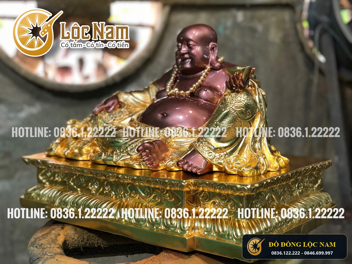 Tuong Dong Di Lac Ngồi Dua Bi Dát Vàng 9999 K.Thuoc 34X48 góc chụp 1
