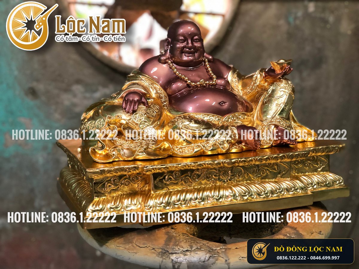 Tuong Dong Di Lac Ngồi Dua Bi Dát Vàng 9999 K.Thuoc 34X48 góc chụp 2