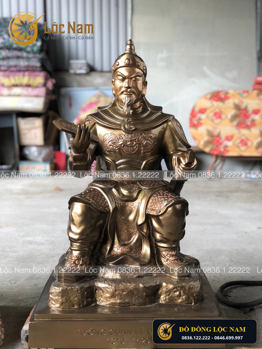 Tượng Đồng Tướng Quân Lê Đại Đao Ngồi Ngai Cao 90cm