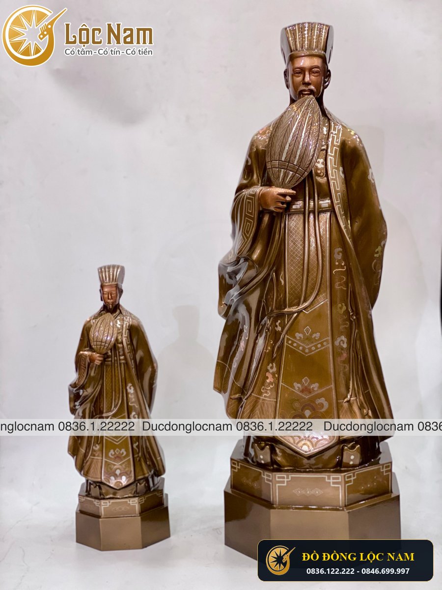 Tượng Khổng Minh Bằng Đồng Khảm Bạc Đã Bàn Giao Cho Khách