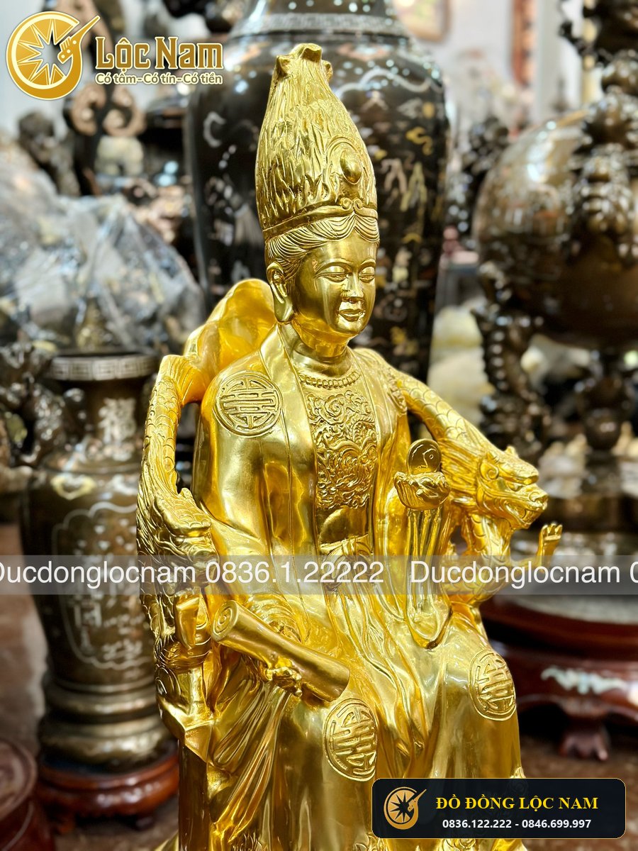 Tượng Mẫu Cửu Trùng Thiên Đúc Bằng Đồng Dát Vàng 24K