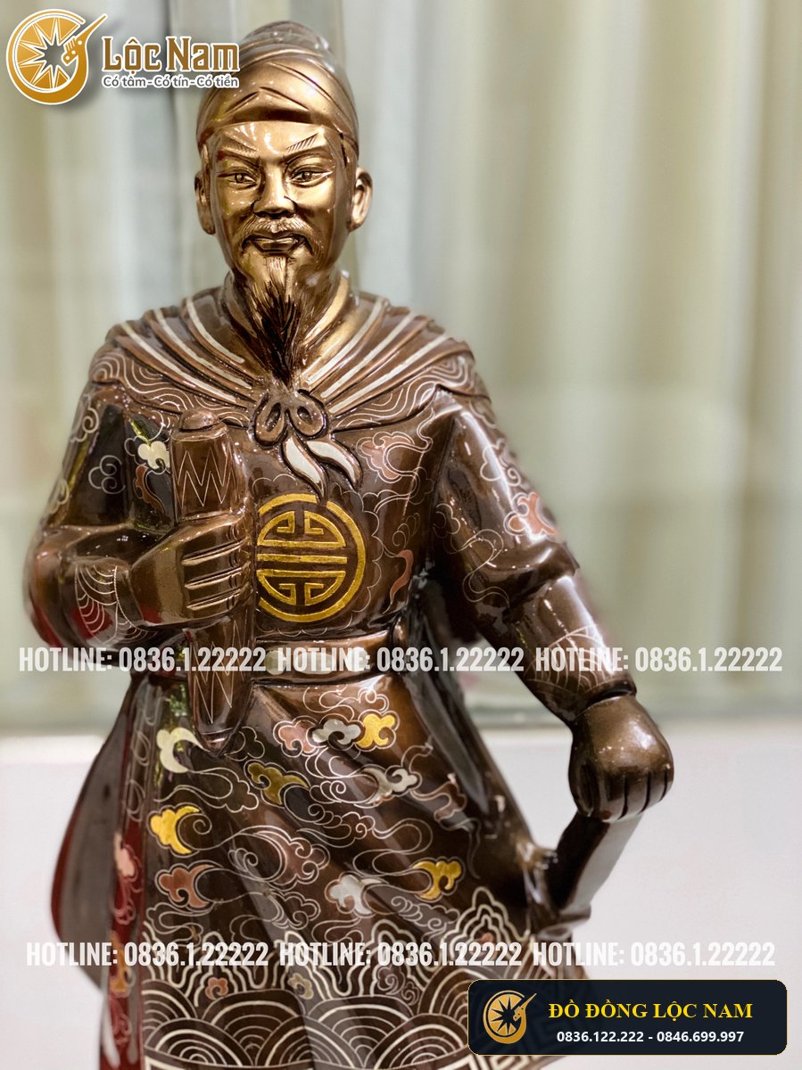 Tuong Tran Quoc Tuan Duc Thanh Tran Hung Dao Khảm Ngũ Sắc Cao 70cm góc chụp 1