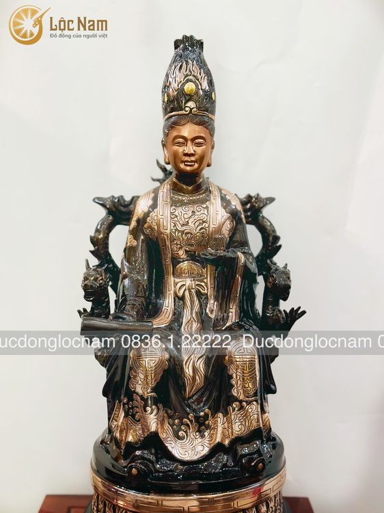 Tượng Mẫu Cửu Trùng Thiên Bằng Đồng Làm Màu Cổ Kính Cao 60cm