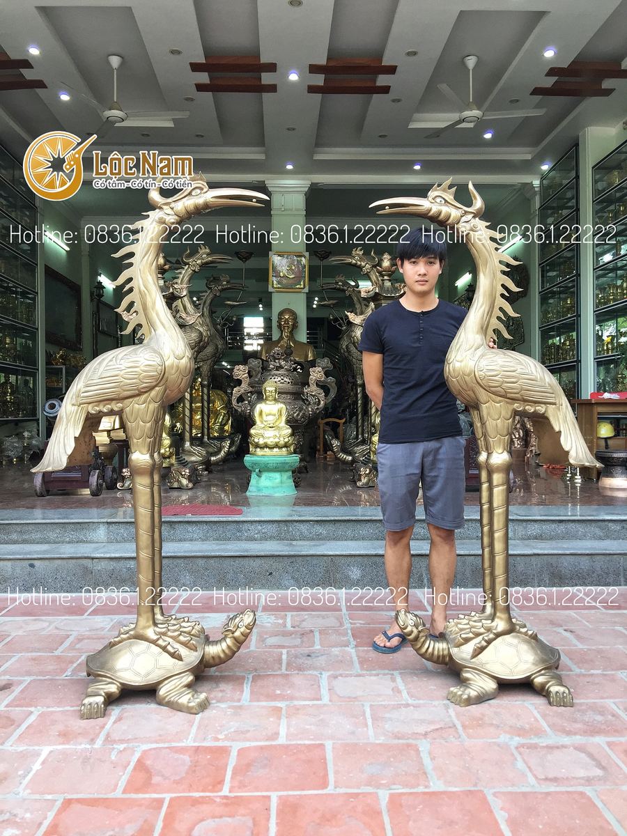 Hạc thờ bằng đồng đỏ cao 1m6
