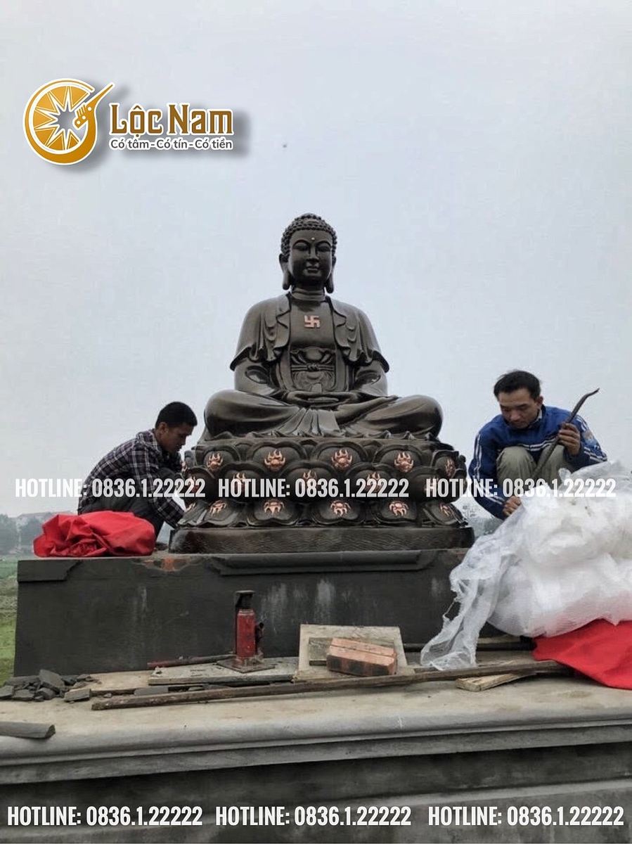 Lắp đặt tượng phật a di đà bằng đồng tại chùa góc chụp 1