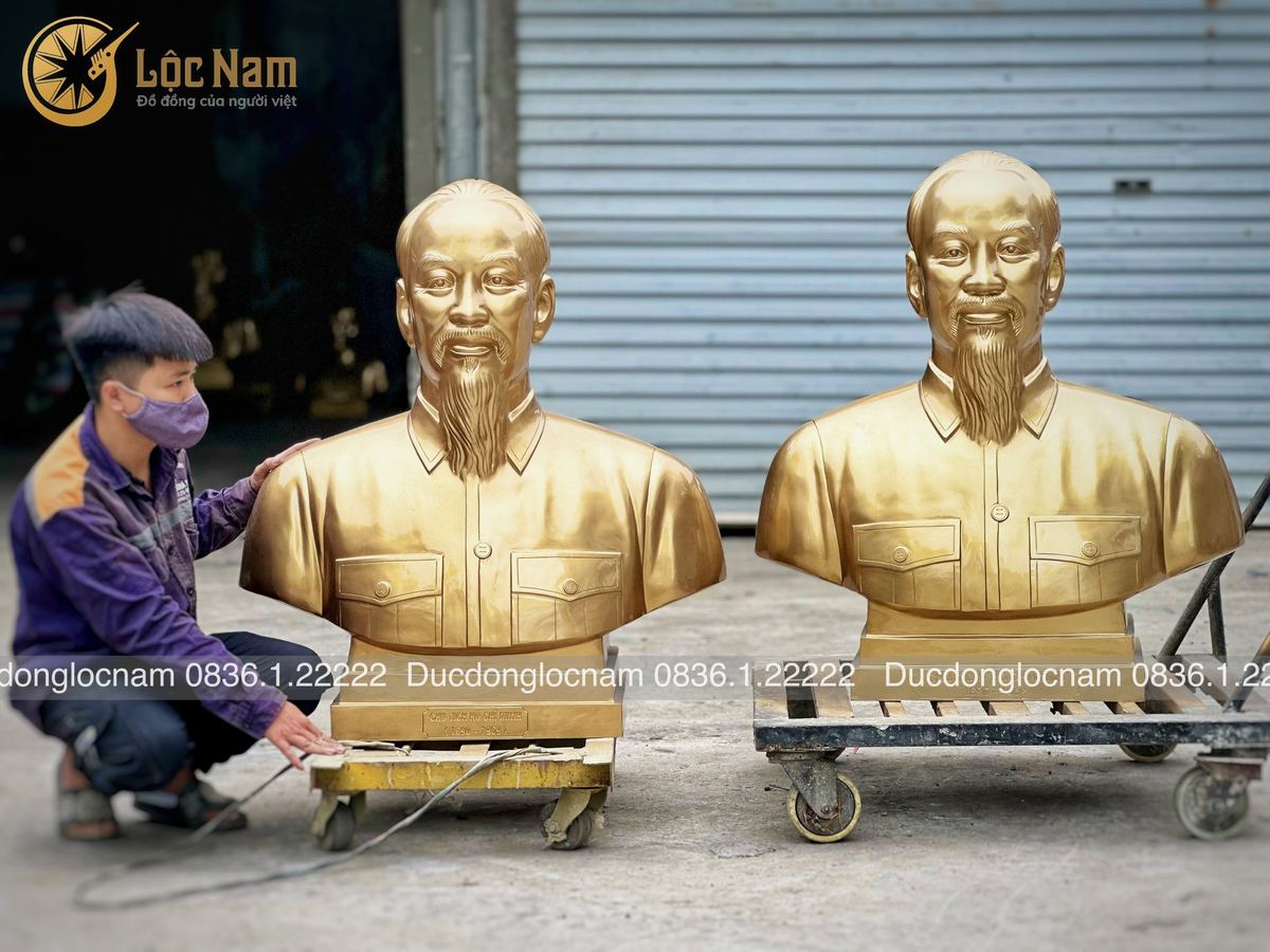 Tượng bác hồ bán thân bằng đồng cao 1m
