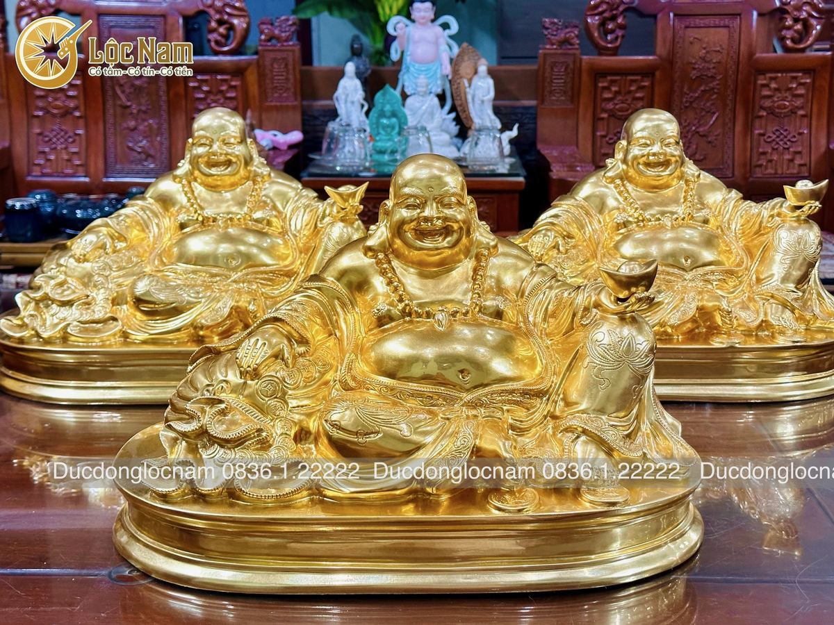 Tượng Di Lạc Bằng Đồng Cao 36cm Mạ Vàng 24k