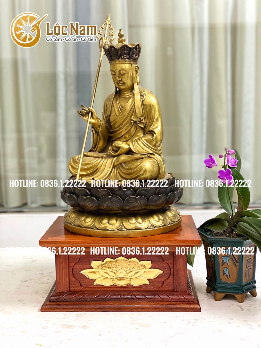 Tượng Địa Tạng Vương Bồ Tát Bằng Đồng Cao 45cm góc chụp 1