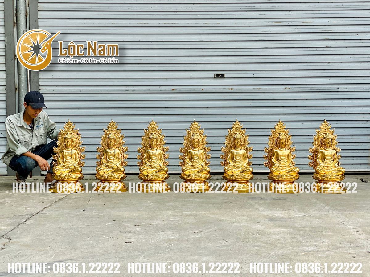 Tượng Dược Sư Bằng Đồng Cao 68cm Dát Vàng 9999