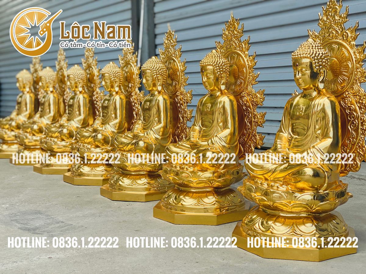 Tượng Dược Sư Bằng Đồng Cao 68cm Dát Vàng 9999 góc chụp 2