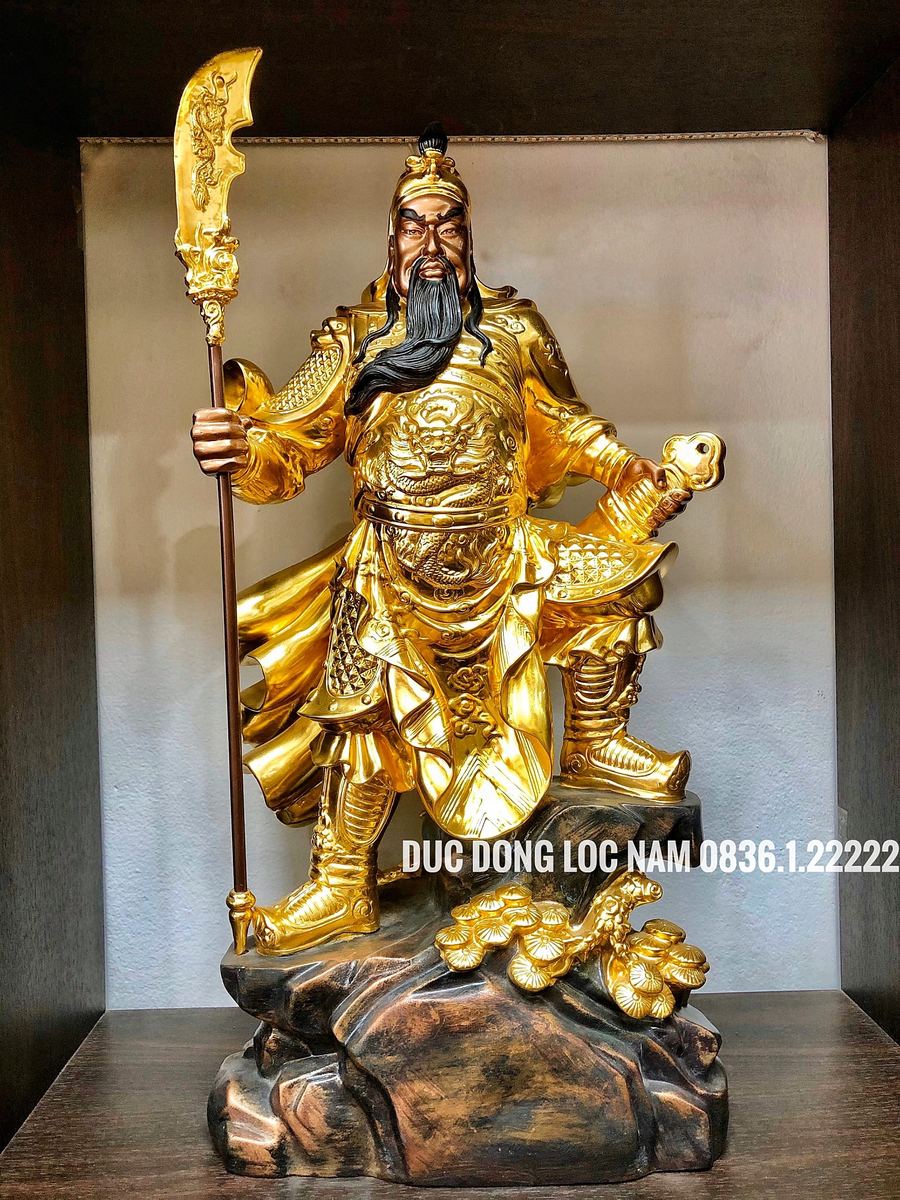 Tượng quan công bằng đồng dát vàng 24k