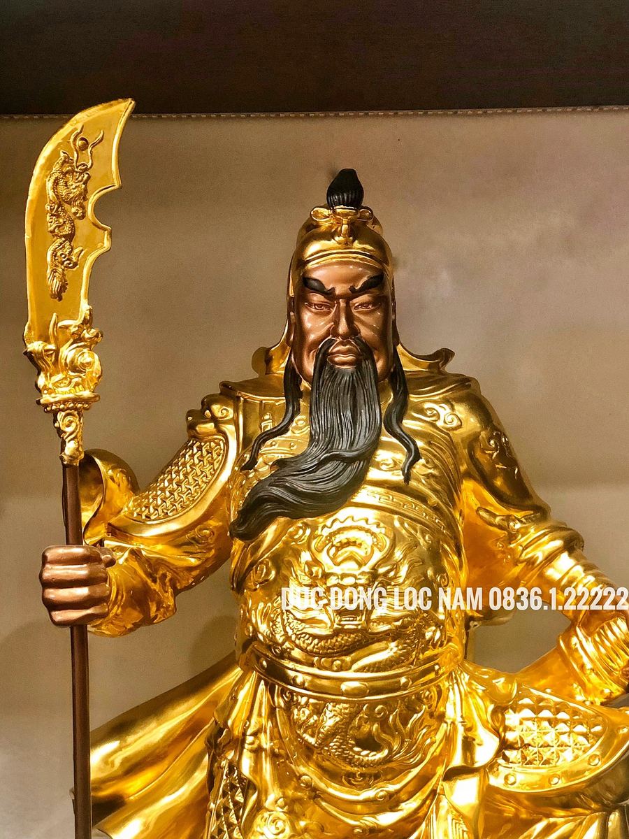 Tượng quan công bằng đồng dát vàng 24k góc chụp 1