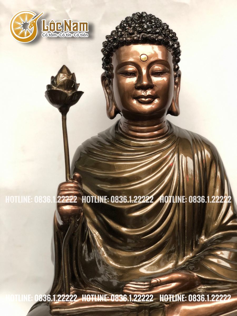 Tượng Thích Ca Liên Hoa Bằng Đồng Ngự Trên Đài Sen góc chụp 2